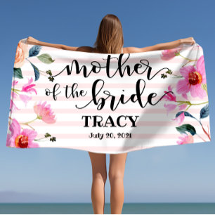 Serviette De Plage Mariée Fleurie Personnalisée de la Mère de Mariage