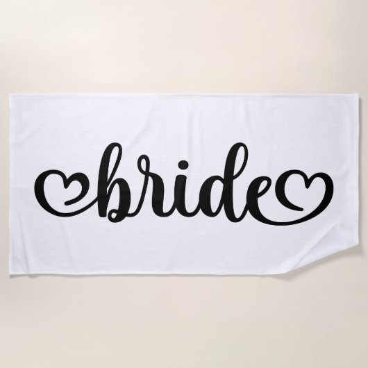 Serviette De Plage Mariée Lettering Hearts (Devant)