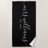 Serviette De Plage Mariée Mme Mariage Noir & Blanc (Devant)