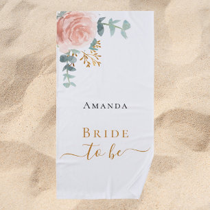 Serviette De Plage Mariée rose gold floral eucalyptus enterrement de