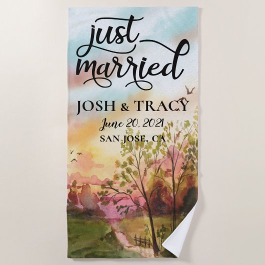 Serviette De Plage Mariés, Cadeaux de Mariée, Cadeaux de Fiançailles (Devant)