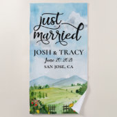 Serviette De Plage Mariés, Monsieur et Madame, Nouveaux Mariés, Lune  (Devant)