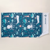 Serviette De Plage Marine Bleu et blanc Motif nautique (Devant)