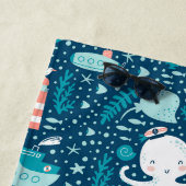 Serviette De Plage Marine Bleu et blanc Motif nautique (En situation)