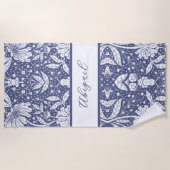 Serviette De Plage Marine bleu Floral Personnalisé William Morris Sty (Devant)
