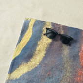 Serviette De Plage Marine Bleu & or Aquarelle Marbre Moderne Abstrait (En situation)