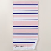 Serviette De Plage Marine bleue et rose (Devant)