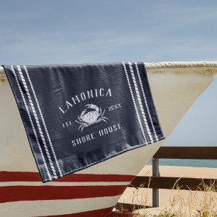 Serviette De Plage Marine Blue Crabe rustique Maison de rivage person