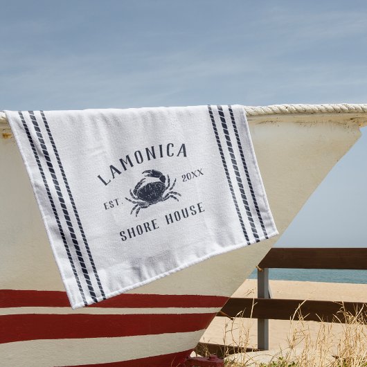 Serviette De Plage Marine Blue Crabe rustique Maison de rivage person