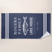 Serviette De Plage Marine Blue Custom Family Lake House (Devant)
