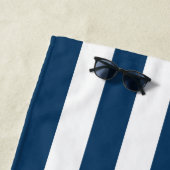 Serviette De Plage Marine Blue Stripes, Motif rayé, Votre nom (En situation)