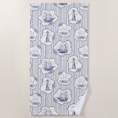 Serviette De Plage Marine Elements Blue White Lighthouse Ship (Devant)