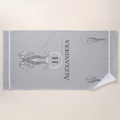 Serviette De Plage Marine Gris marine de l'hippocampe marine moderne (Devant)