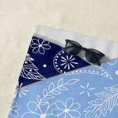 Serviette De Plage marine lt bleu boho floral doodle motif volleyball (En situation)