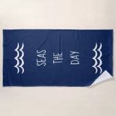 Serviette De Plage Marine Mer Bleue le jour Vagues Nautique (Devant)