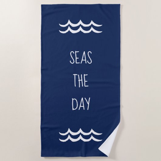 Serviette De Plage Marine Mer Bleue le jour Vagues Nautique (Devant)