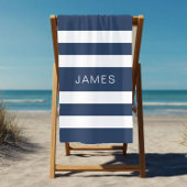 Serviette De Plage Marine moderne Elegant Blue Stripes Nom du Motif