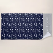 Serviette De Plage Marine Paddle bleu Monogram Lake House Nautique (Devant)