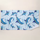 Serviette De Plage Marlin Bleu Jaillissant de l'Océan (Devant)