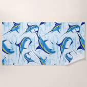 Serviette De Plage Marlin Bleu Jaillissant de l'Océan (Devant)