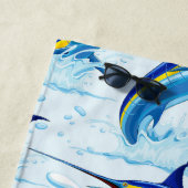 Serviette De Plage Marlin Bleu Jaillissant de l'Océan (En situation)