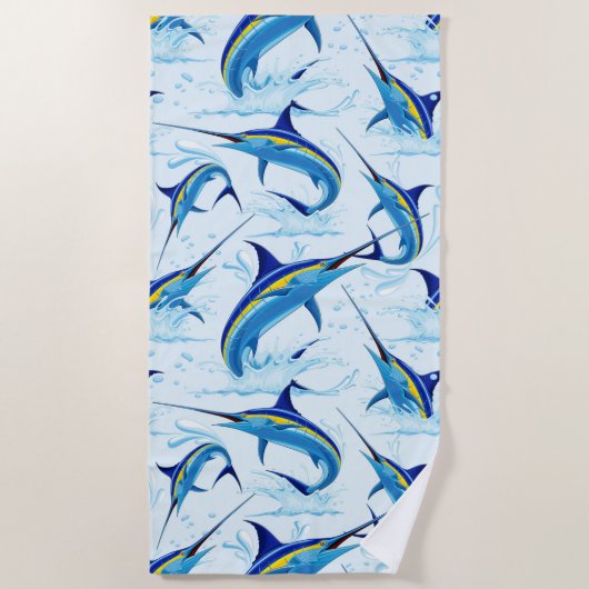 Serviette De Plage Marlin Bleu Jaillissant de l'Océan (Devant)