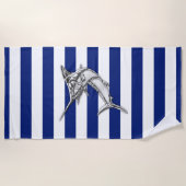 Serviette De Plage Marlin pêchant l'argent sur le décor nautique de (Devant)