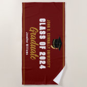 Serviette De Plage Maroon Gold Graduate Photo 2025 Graduation Party (Devant)
