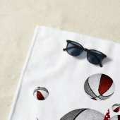 Serviette De Plage maroon gris basketballs stars filles monogrammed (En situation)
