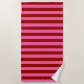 Serviette De Plage Maroon Rouge rose rayures Design (Devant)