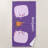 Serviette De Plage Marshmallows mignons roses par dessin animé sur le (Devant)