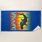 SERVIETTE DE PLAGE MARTEAU DE REQUIN D'ÉTÉ COUCHER DE SOLEIL (Devant)