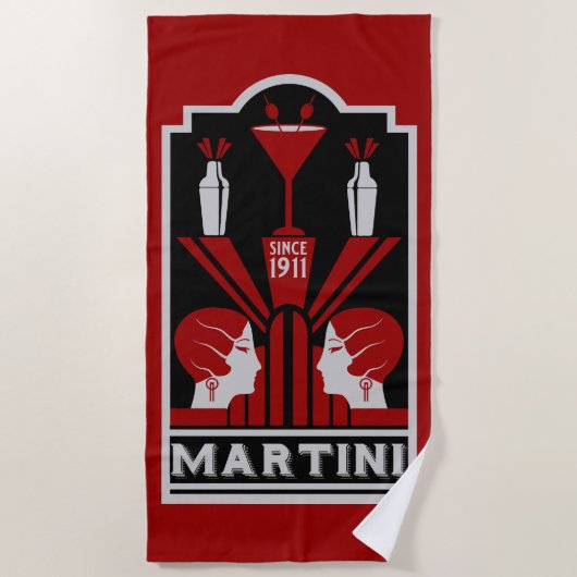 Serviette De Plage Martini vintage Art déco (Devant)