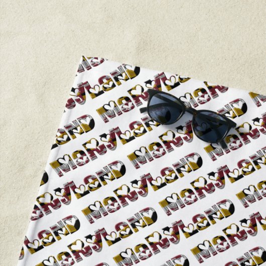 Serviette De Plage Maryland State Drapeau Couleurs Typographie Motif (En situation)