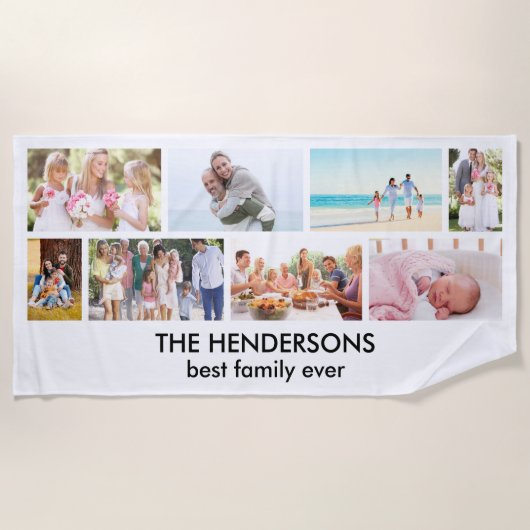Serviette De Plage Masonry Grid 8 Photo Collage Family Beach Towel (Devant)
