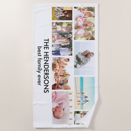 Serviette De Plage Masonry Grid 8 Photo Collage Family Beach Towel (Devant)
