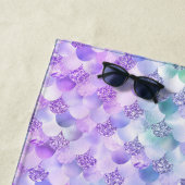 Serviette De Plage Masque de peau de sirène turquoise argent faux par (En situation)