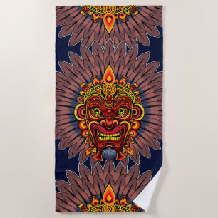 Serviette De Plage Masque rituel du roi guerrier tribal
