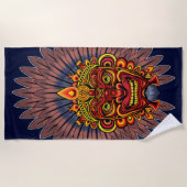 Serviette De Plage Masque rituel du roi guerrier tribal (Devant)