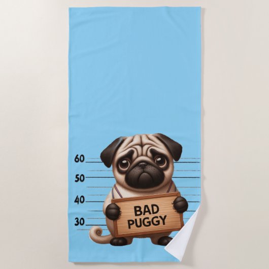 Serviette De Plage Mauvais Pug (Devant)