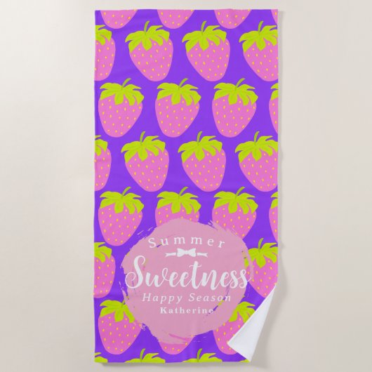 Serviette de plage mauve fraise (Devant)