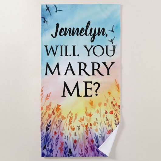 Serviette De Plage Me Marierez-Vous - Proposition De Mariage Personna (Devant)