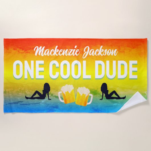 Serviette De Plage Mec drôle et cool avec un nom sur Grunge (Devant)