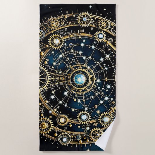 Serviette De Plage Mécanisme céleste Art cosmique (Devant)