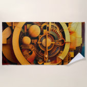 Serviette De Plage Mécanisme doré abstrait Steampunk (Devant)