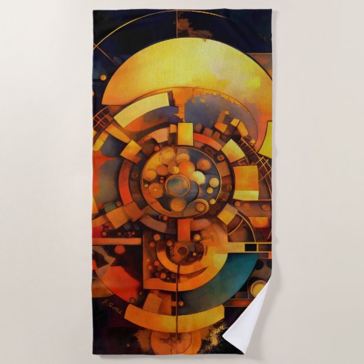 Serviette De Plage Mécanisme Solaire Steampunk Abstrait (Devant)