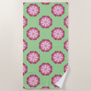 Serviette De Plage Médaillon asiatique rose pastel Floral