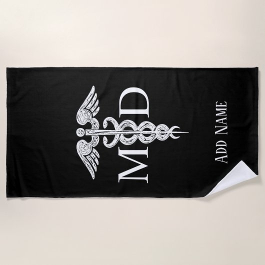 Serviette de plage Médicale de caducée de MD de (Devant)