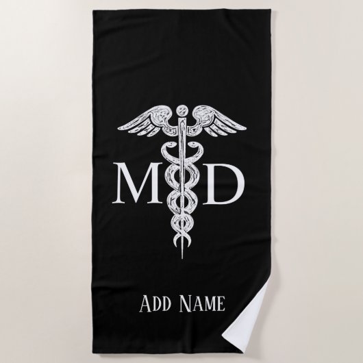 Serviette de plage Médicale de caducée de MD de (Devant)