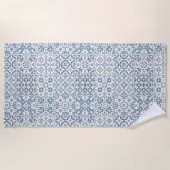 Serviette De Plage Mediterranean Tiles, Moroccan, Majolica, Azulejo (Devant)